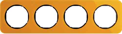 Рамка четверная R1, акрил оранжевый черная вкладка, 10142334